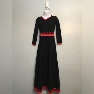 Dalia MACPHEE Chic Black and Red Long Sleeve Dress